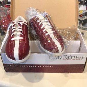Lady Fairway red & white retro golf shoes 7-1/2